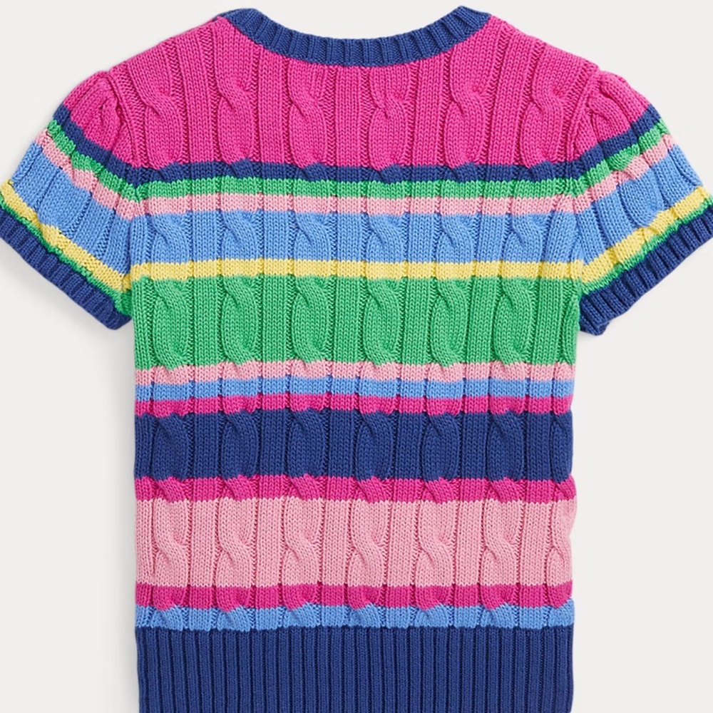 Girls Polo Size Medium 
Striped Cotton Short Sleeve Sweater
Color: Beach Royal - Picture 2 of 10